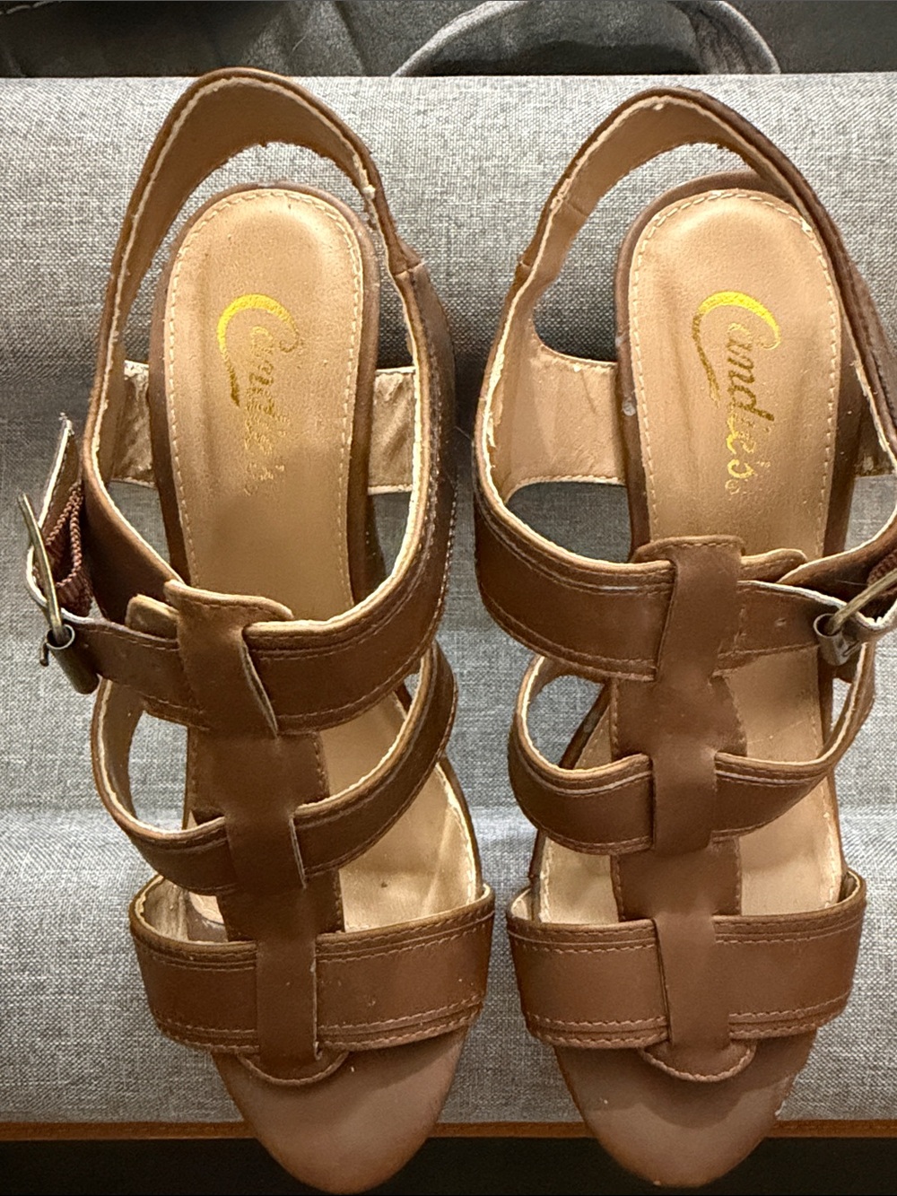 Candie's Brown Strappy Slingback Sandals